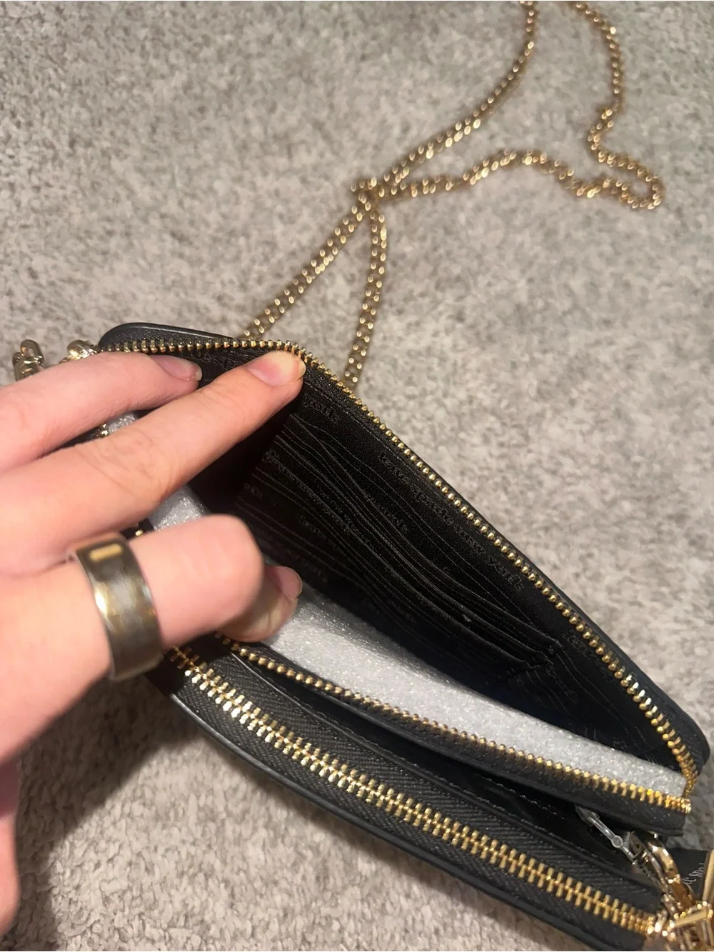 kate spade Black Pebbled Leather Crossbody with Gold Hardware